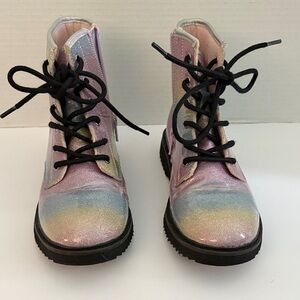 Rainbow Glitter Combat Boots
